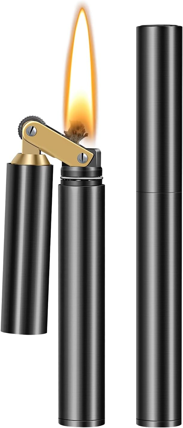 CHOICEDC Vintage Lighter, Cool Trench Lighter, Unique Kerosene Lighters Fluid Refillable, Novelty Nunchuck Slim Lighters, Fancy Antique Gifts for Men Dad Husband (Black)