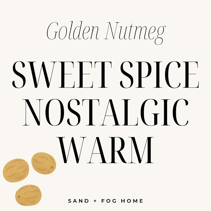 Sand + Fog Scented Candle - Golden Nutmeg – Additional Scents and Sizes – 100% Cotton Lead-Free Wick - Luxury Air Freshening Jar Candles - Perfect Home Decor – 12oz