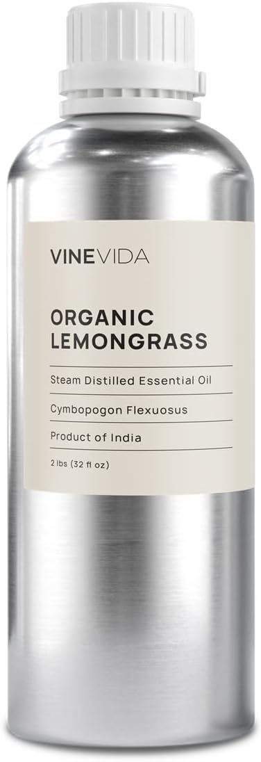 VINEVIDA Organic Lemongrass 32 oz Undiluted Essential Oil - Pure, Uncut, and Unfiltered