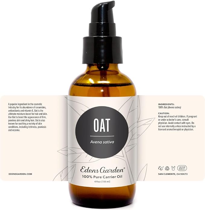 Edens Garden Oat Carrier Oil- 100% Pure Premium Hexane Free, Natural Anti-Aging Antioxidant Rich Moisturizer for Face, Skin, Hair & Nails- for Diluting Essential Oils & Aromatherapy 118 ml (4 fl oz)