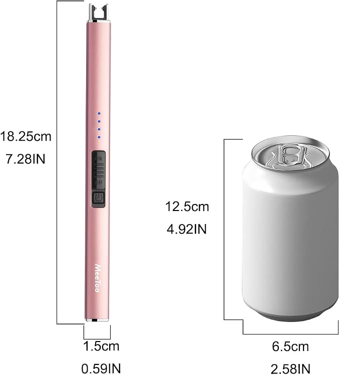 MeeToo Electric Candle Lighter Rechargeable Type-C - Gifts for Wife Men Women Nana, USB Plasma Arc Windproof Lighters for Candle Christmas Camping Kitchen Rose Gold