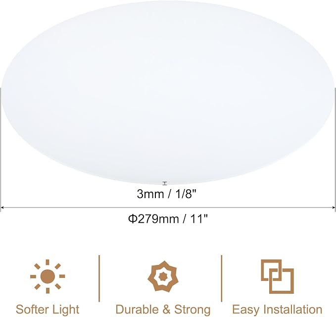 PATIKIL Lampshade Diffuser, 11" Diameter Round Diffuser for Drum Lampshades Pendants Light, DIY Light Shield, Frosted White