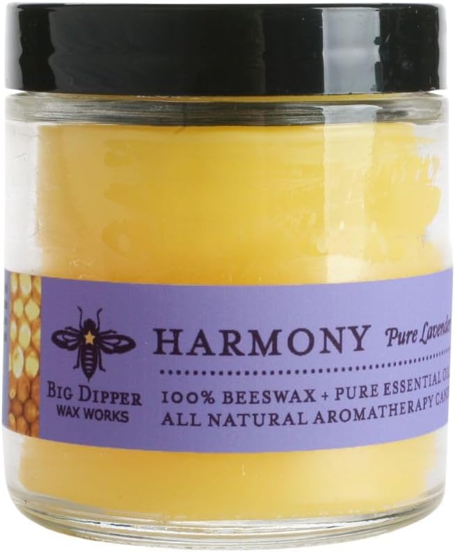 Big Dipper Wax Works Beeswax Aromatherapy Candle – Harmony - Pure Lavender, 3.2 oz Apothecary Glass, 2" x 2.5" – Natural Relaxing Scent, Clean 20 Hour Burn, Eco-Friendly & Hand-Poured