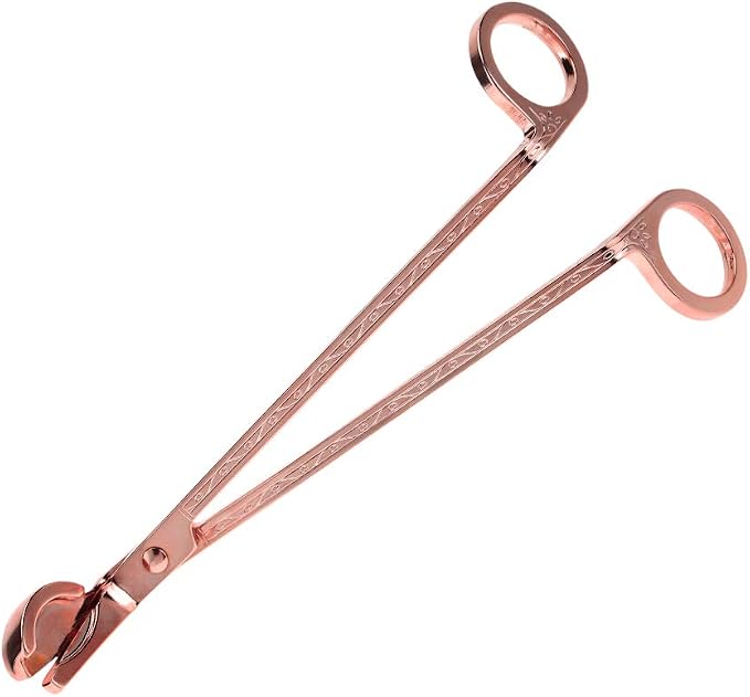 Changor Candle Wick Trimmer Rose Gold, Stainless Steel Candle Heart Clip Scissors Wick Cutter Scissors Tool for Candle Lovers, Reaches Deep to Cut Wick for Burn and Prevent Soot, 6.9 * 2.3in