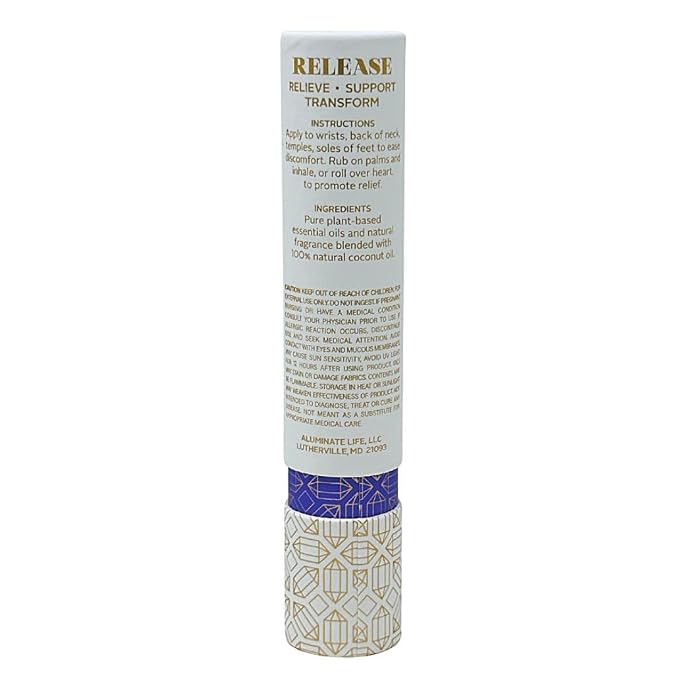 Essential Oil Rollerballs, .34 OZ, Release - Amethyst Crystal Infused - Scent of Lavender, Bergamot, & Frankincense - Aromatherapy Roll On Oils, Skin Care, Massage