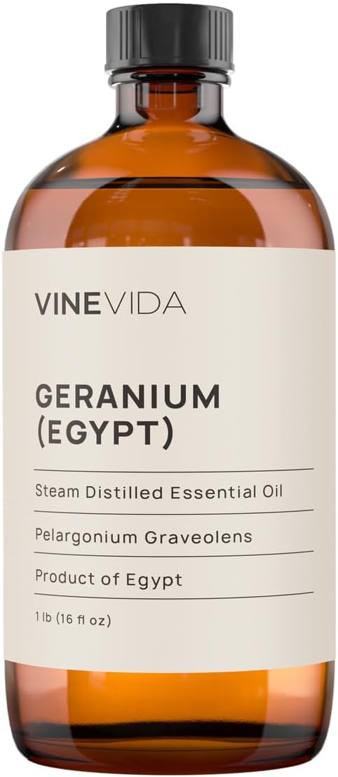 VINEVIDA Geranium (Egypt) Essential Oil 16 oz - Undiluted Candle Oil Scent for DIY Candlemaking - Bulk Oil for Soap Making