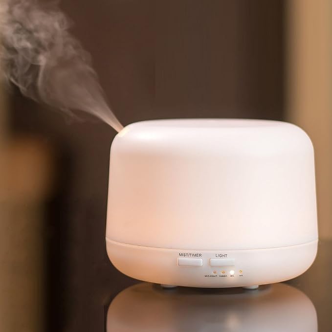 300ml Ultrasonic Aroma Diffuser and Humidifier with 7 Color Changing LED Lights, Auto Shut-Off and Adjustable Mist – Essential Oil Diffuser for Home Bedroom Office