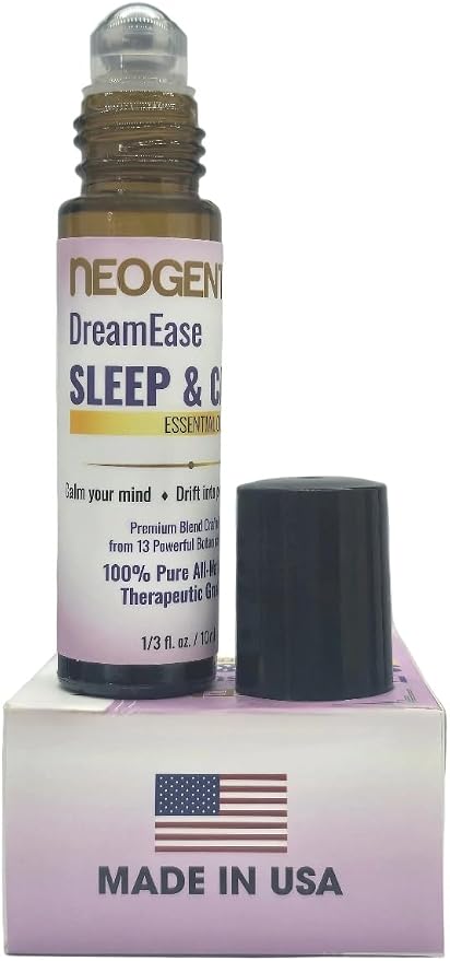 DreamEase Sleep and Calm Essential Oil Roll-On –Crafted from 13 Pure Botanical Oils – Nighttime Relaxation Aromatherapy – 10 mL