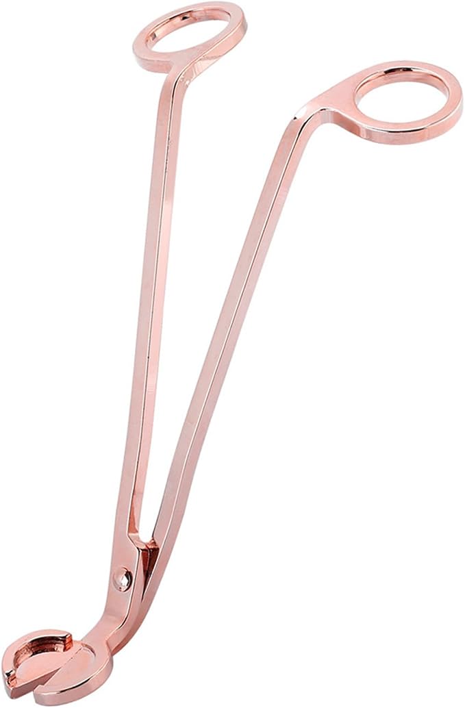 Stainless Steel Candle Wick Trimmer, 6.9 Inch Length Rounded Tips Candle Snuffer for Safe Wick Clipping and Candle Care (Rose Gold)