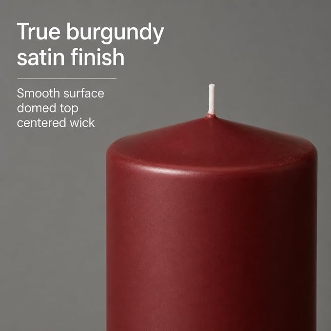 yummi 3" x 6" Burgundy Round Pillar Candles - 3 per Pack