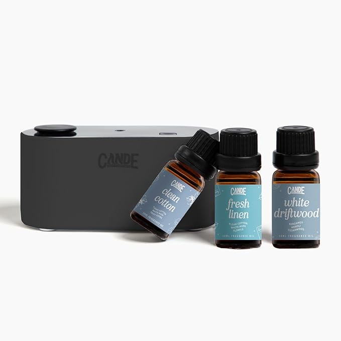 CE CRAFT Waterless Travel Diffuser Gift Set - Rechargeable Diffuser for Aromatherapy - Includes 3 Fragrance Oils - Fragrance Dispenser for Office and Home - Clean, Black