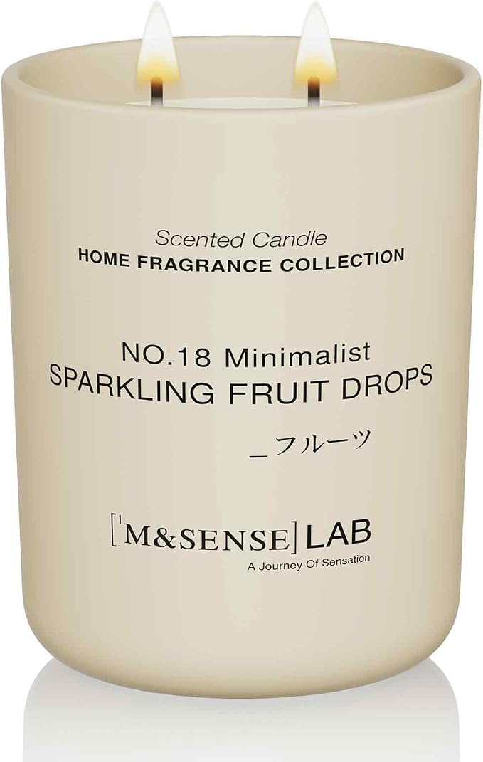M&SENSE Natural Soy Large Candle| Sparkling Fruit Drops | 16.6 oz, 95H Burn | Mini Spring Scented Candles for Relaxation, Meditation, Home Décor | for Bedroom, Office, Party