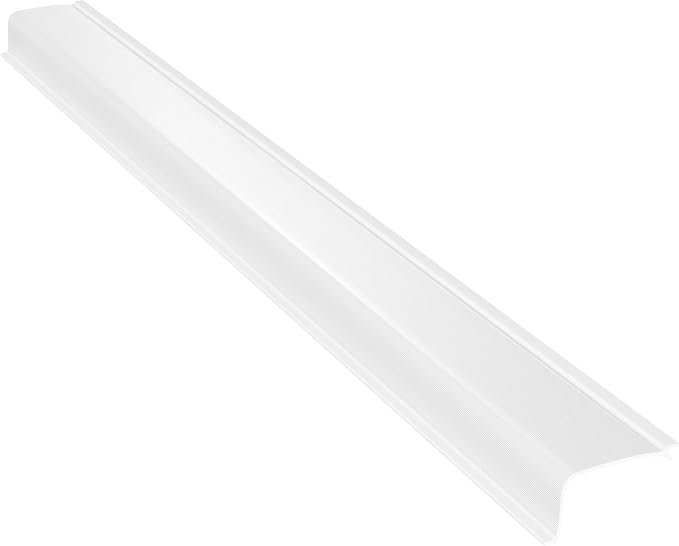 KASTLITE Linear Under Cabinet Light Cover Replacement | Custom Length White Ribbed Acrylic Undercabinet Lens Diffuser | 1-7/8"W x 1" H | Kitchen Bathroom Vanity Undercounter Lights Filter | Shape C