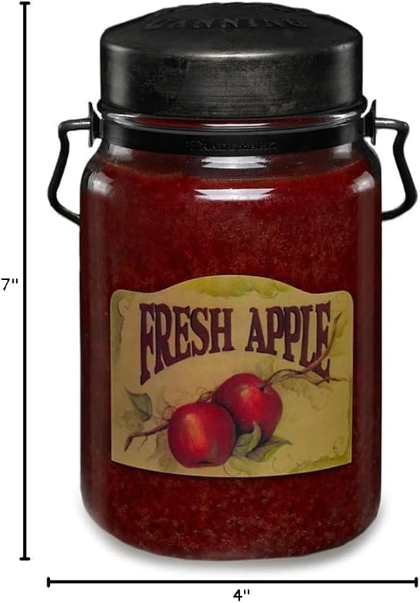 McCall’s Candles | Fresh Apple | 26 oz Scented Candle | USA-Poured | Vintage Rustic Jar with Carrying Handle | Crisp Macintosh Apple Fragrance