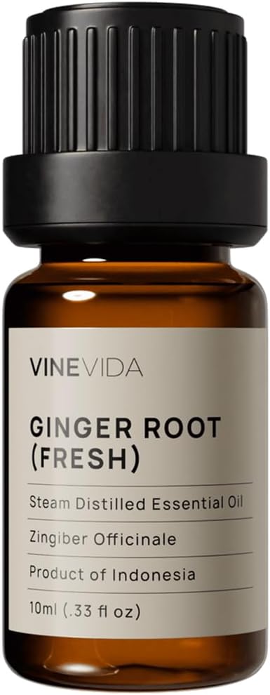 VINEVIDA Fresh Ginger Root Essential Oil 10 mL - Undiluted Candle Scent DIY Scents for Candlemaking Soap Making Safe Skin,0.33 Fl Oz 1.33 Ounces