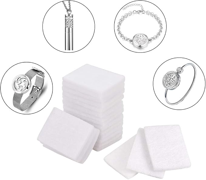 PH PandaHall Unscented Aroma Pads, 50 Pack 1.1x0.8 Aroma Oil Refill Pads Microfibre Perfume Diffuser Pad for Home Electronic Equipment Locket Scent Ball Plug-in Diffuser