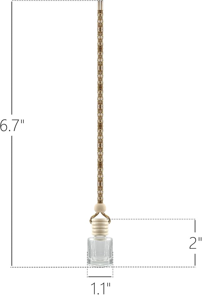 4Pcs Hanging Car Air Freshener, Empty Glass Perfume Bottle Pendant with Wooden Cap, Refillable Drift Freshener Diffuser for Essential Oils - Car Accessories for Women Men-Cylindrical