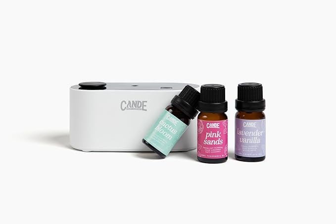 CE CRAFT Waterless Travel Diffuser Gift Set - Rechargeable Diffuser for Aromatherapy - Includes 3 Fragrance Oils - Fragrance Dispenser for Office and Home - Bakery, White