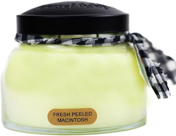 A Cheerful Giver - Fresh Peeled Macintosh Mama Scented Glass Jar Candle (22oz) with Lid & True to Life Fragrance Made in USA