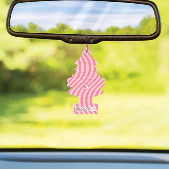 Little Trees Cardboard Hanging Car, Home & Office Air Freshener, Bubble Gum (Pack of 12)