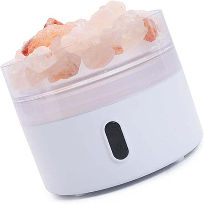 Salt Stone Lamp Diffuser Humidifier, 7 Colorful Light Intelligent Aromatherapy Mist Humidify Machine USE Charging Suitable for Office Desktop Home Bedroom Car