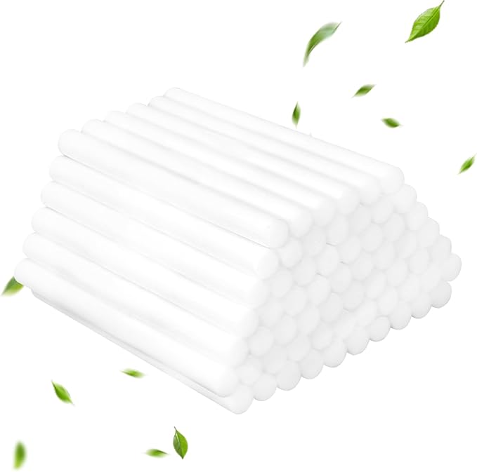 60PCS Humidifier Stick Filter Refill 4 Inch – Universal Cotton Replacement Wicks, Rapid Absorption Fits Mini Portable USB Cool Mist Diffusers, Car Travel Humidifiers, Home Bedroom Office Use