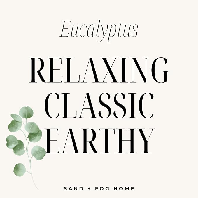 Sand + Fog Scented Candle - Eucalyptus – Additional Scents and Sizes – 100% Cotton Lead-Free Wick - Luxury Air Freshening Jar Candles - Perfect Home Decor – 12oz