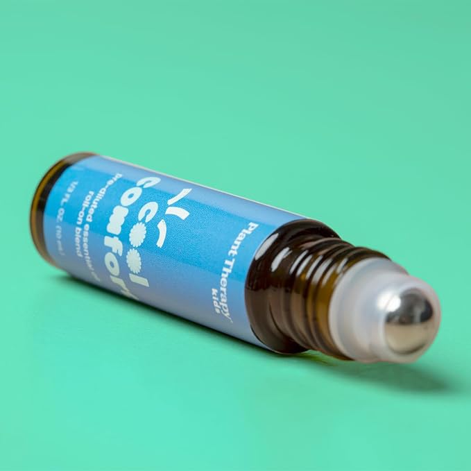 Plant Therapy Kids Cool Comfort Pre-Diluted Essential Oil Roll-On Blend 10 mL (1/3 oz) Relaxation, Cooling Comfort, Seasonal Wellness, Calming Aromatherapy for Kids