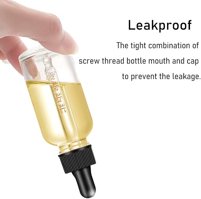 Bumobum 2 oz Clear and Amber Bottle, 2 pack Glass Dropper Bottles for Essential Oils Bottles with Funnel, Labels and Measured Dropper - Leakproof Lap dispensing