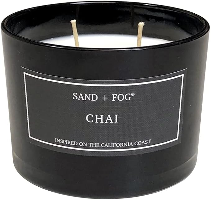 Sand + Fog Scented Candle - Chai – Additional Scents and Sizes – 100% Cotton Lead-Free Wick - Luxury Air Freshening Jar Candles - Perfect Home Decor – 12oz