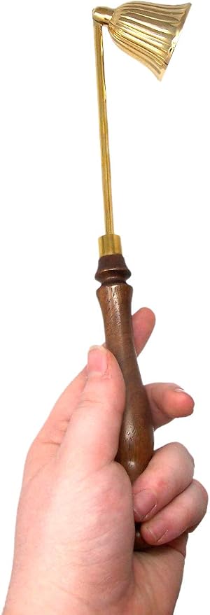 Needzo Brass Candle Snuffer with Wooden Handle, Catholic Church Supplies, 10.5 Inches