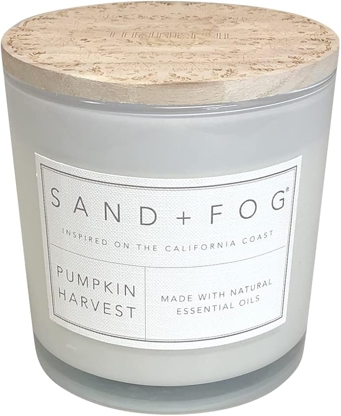 Sand + Fog Scented Candles - Pumpkin Harvest - Additional Scents and Sizes - 3 Wicks 100% Cotton Lead-Free - Luxury Air Freshening Jar Candles - Perfect Home Decor - 21 oz