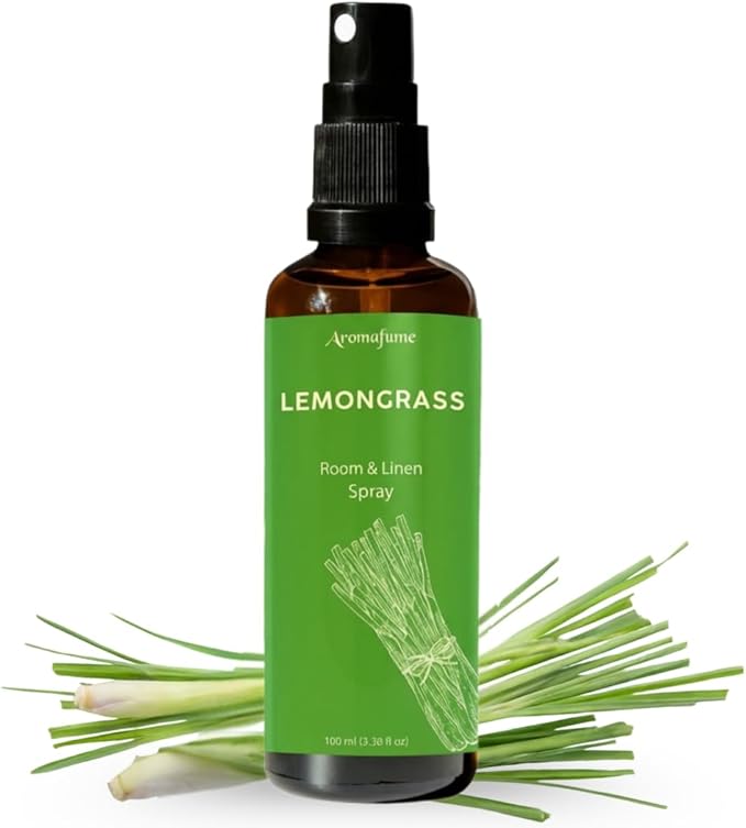 Lemongrass Room Linen & Pillow Spray by Aromafume | 100ml/3.38 fl oz | with Pure Lemongrass Essential Oil | Aromatherapy Spray for Relaxation, Sleep & Stress Relief | Mist for Bedding, Fabrics