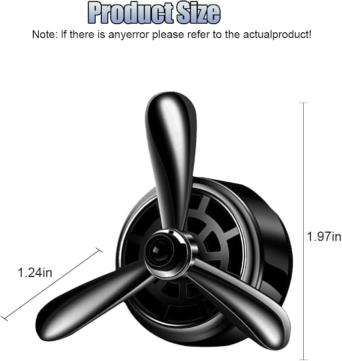 Car Air Condition Outlet Clip, Stylish Propeller Dashboard Air Vent Trim Clips, Air-Driven Diffuser, Creative Automotive Interior Decoration Accessories for Women Men (Black, 1PC)