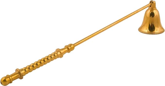 ARSUK Candle Snuffer, Fire Extinguisher with Long Handle to Safely Extinguish Candles, Stainless Steel 12 x 2in (Brass Handle)
