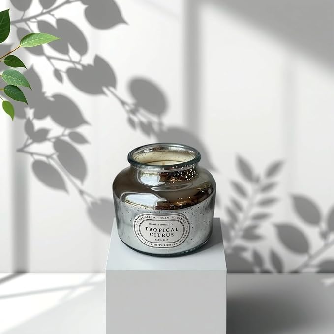 Home&Body Company Scented Candles 12 OZ Fragranced Candle, Soy Blend Wax, Infused with Essential Oils, Home Fragrances, Aromatherapy Home Scented Candles Gift, Scent: Tropical Citrus