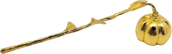 AIM & GGKK Gold Pumpkin Candle Snuffer Extinguisher - Long Handle for Safe Flame Out,Decorative Snuffers Accessory for Candle Lovers