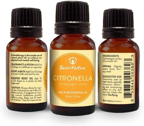 Citronella Essential Oil for Diffuser Aromatherapy – Best of Nature 100% Pure Undiluted Oils for DIY, Home Fragrance, and Topical Use