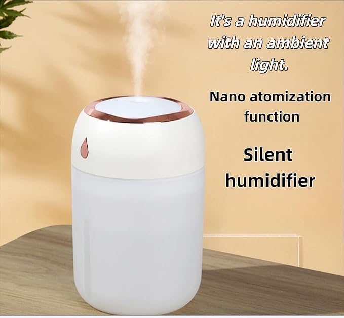 Portable Mini Humidifier for Bedroom, Office, Car, USB Personal Humidifier with LED Lights, 330ML Capacity, Auto Shut-Off, Aromatherapy Diffuser