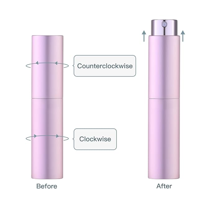Tekson 10ml Travel Perfume Atomizer Refillable, Mini Cologne Spray Bottle Empty, Small Coffee Spray Bottle (Pink)