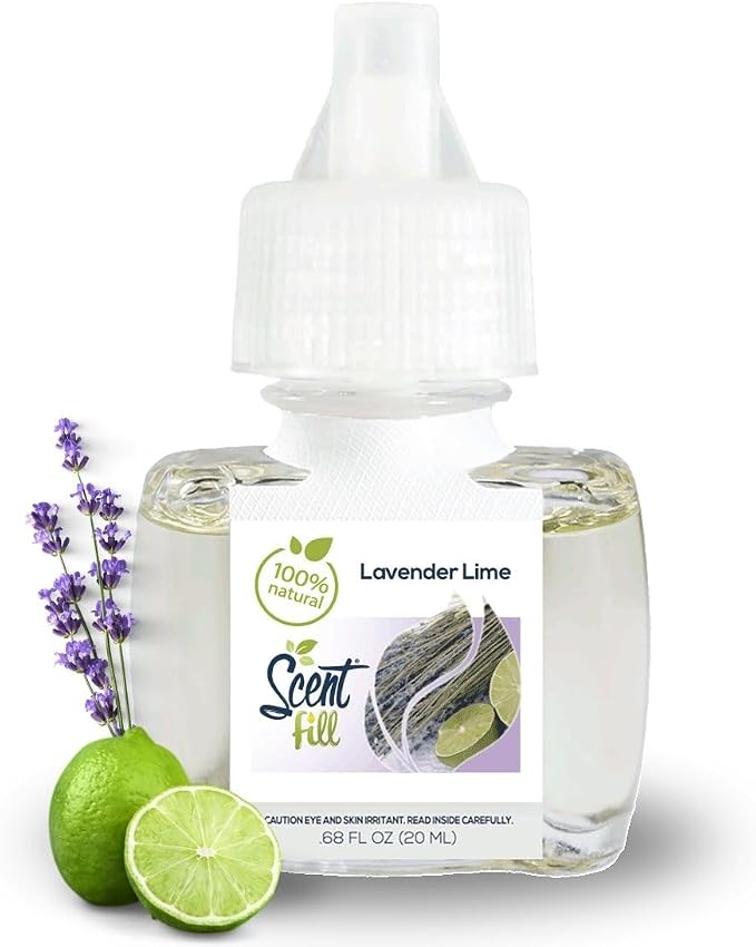Scent Fill 100% Natural Lavender Lime Plug in Air Freshener, Scented Oil Refills, 3 Refills