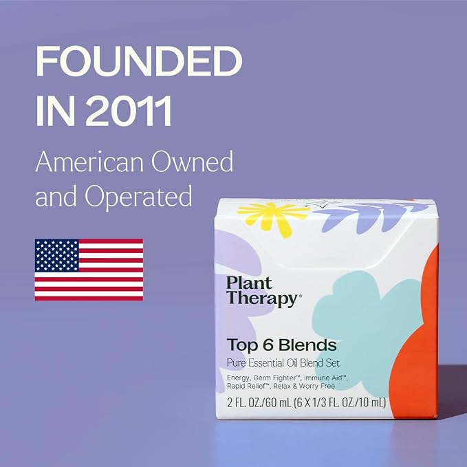 Plant Therapy Essential Oil Blends Set, Top 6 Most Popular, 10 mL (1/3 oz) Each, 100% Pure, Undiluted, Great for Essential Oil Diffusers or Body Care Creations