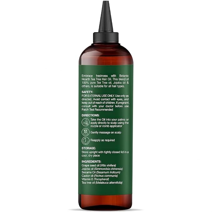 Botanic Hearth 100% Pure Tea Tree Scalp Oil for Hair Growth, Dandruff & Itchy Scalp Relief 6.7 Fl Oz | Infused with Coconut Oil | Repairs Dry Damaged Hair & Strengthens Hair | All Hair Types