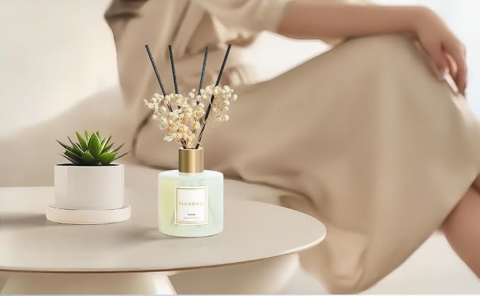 Diffusers for Home 6.76 fl oz（200ml）, YISOWUH Linen Reed Diffuser Set Oil Diffusers with 8 Reed Sticks, Long Lasting Fragrance for Home Decor, Bathroom, Livingroom, Gifts