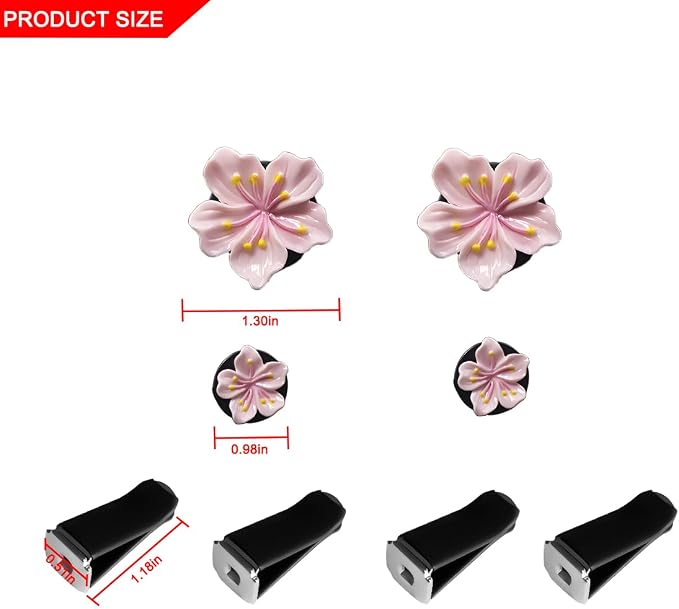 Bittwee 4PCS Car Air Vent Clip, Cute Refillable Flower Aesthetic Automotive Vent Clip Air Freshener Diffuser for Women Girls, Vehicle Interior Decoration Universal for SUV Truck RV and More（Pink）