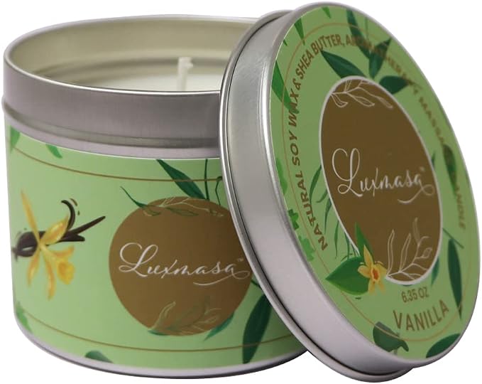 Massage Oil Candle Scented Low Temp for Body Relaxation, Pure Natural Soy Wax Aroma Candle for Home Decoration,Amazing Gift for Family- Vanilla Scent 6.35 OZ