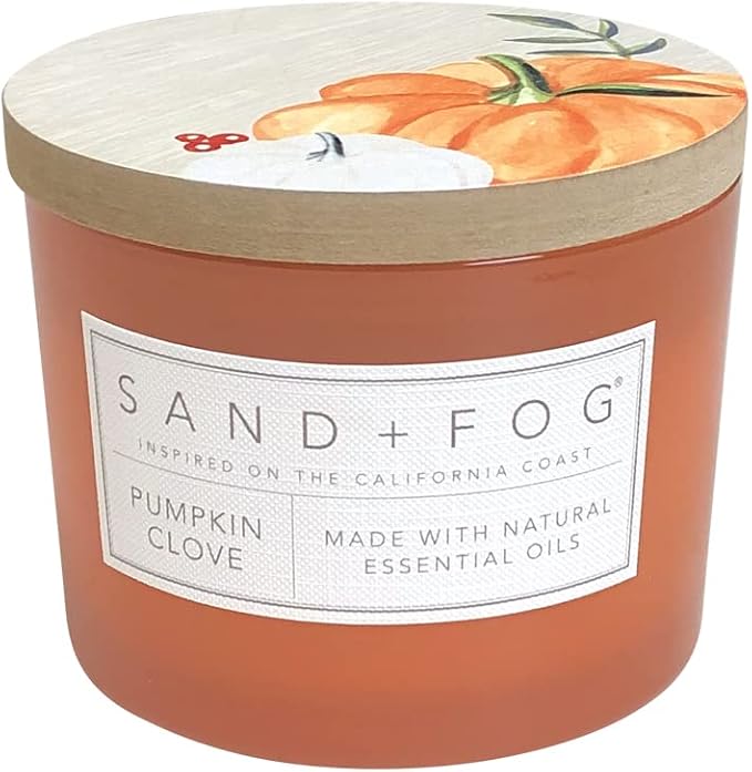 Sand + Fog Scented Candle - Pumpkin Clove – Additional Scents and Sizes – 100% Cotton Lead-Free Wick - Luxury Air Freshening Jar Candles - Perfect Home Decor – 12oz