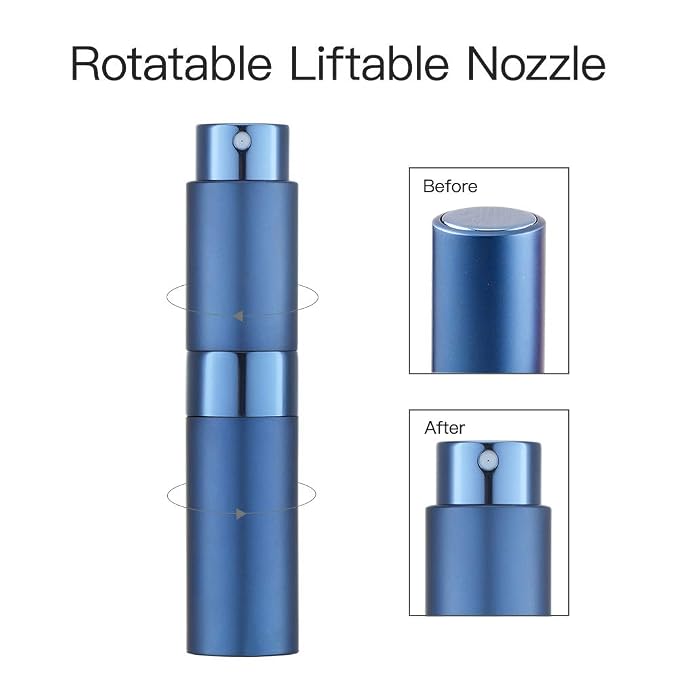 LISAPACK 8ML Atomizer Perfume Spray Bottle for Travel, Empty Refillable Cologne Dispenser, Portable Sprayer (Blue)