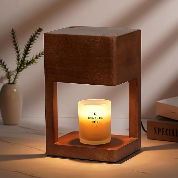 Wood Candle Warmer Lamp with Timer Dimmer, Birthday Gifts for Women Men Electric Candle Lamp Warmer for Jar Candles, 2 * 35 Watt Bulb, Home Decor Wooden Candle Lamp for Bedroom