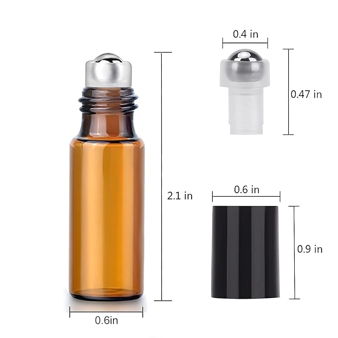 Easytle Essential Oil Roller Bottles, 24 Pack Amber Glass Balls Roller Bottles 5ml for Essential Oils, Roll on Bottle (96 Pieces Labels, 4 Funnels, 4 Dropper, 2 Opener)